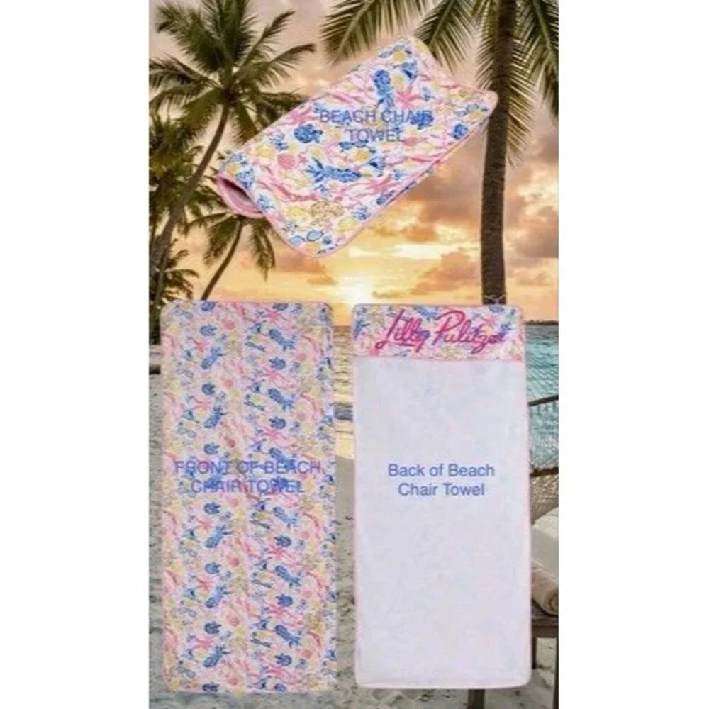 NWT  Lilly Pulitzer Beach Chair Towel Cover  Pink Seashell  Factory Sealed